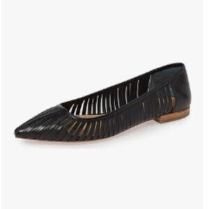 YDN Black Pointed Toe Hollow Out Caged Low Heel Slip On Comfy Pumps